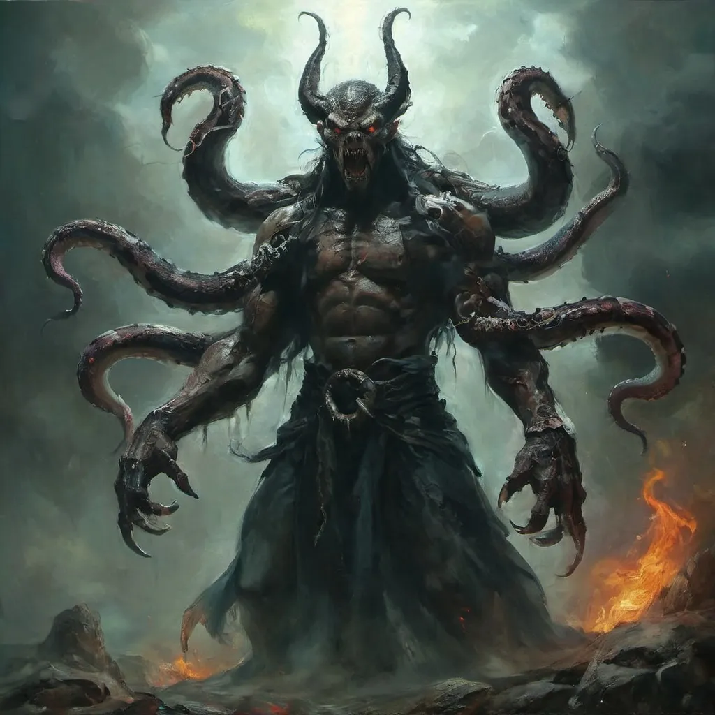 Prompt: a mixture of a snake/octopus demon, muscular, scary, four arms
darkfantasy, chinese fantasy movie