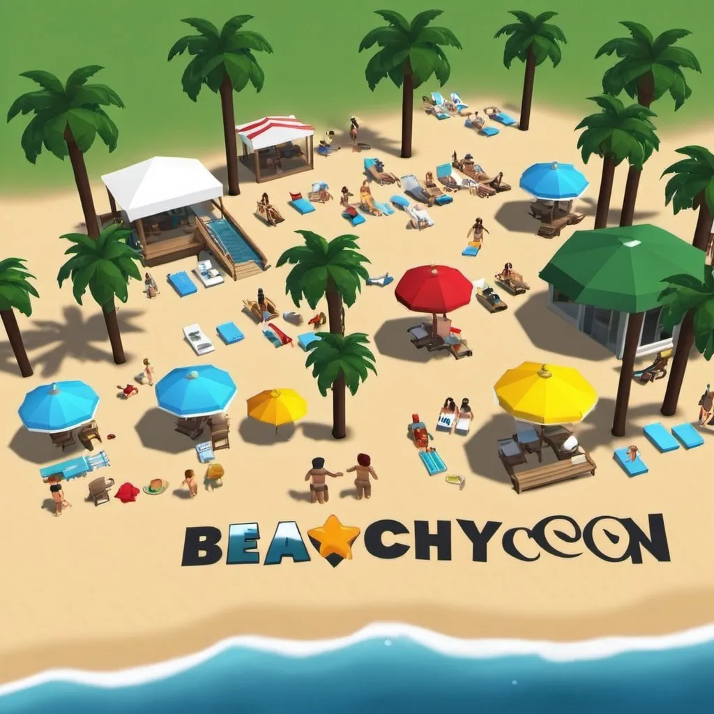 Prompt: roblox game beach tycoon with text beach tycoon
