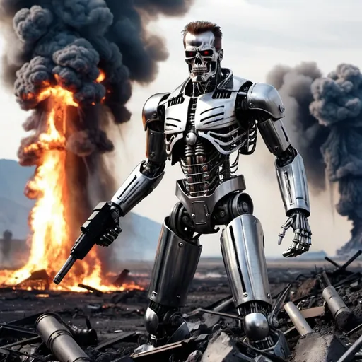 Prompt: t-800 destroying the world

