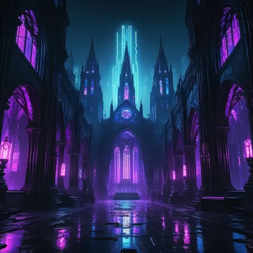 Prompt: FUTURIST CYBERPUNK DARK Catedral

