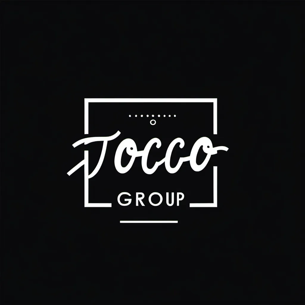 Prompt: I want a black and white image, on the top of this image there is an inscription called Toco Group, and this font is designed with a light pen.