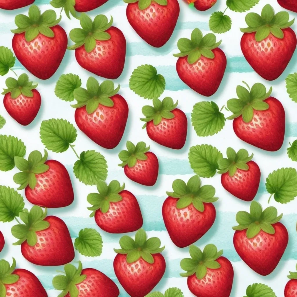 Prompt: Create a seemless repeating pattern featuring a water colored strawberry