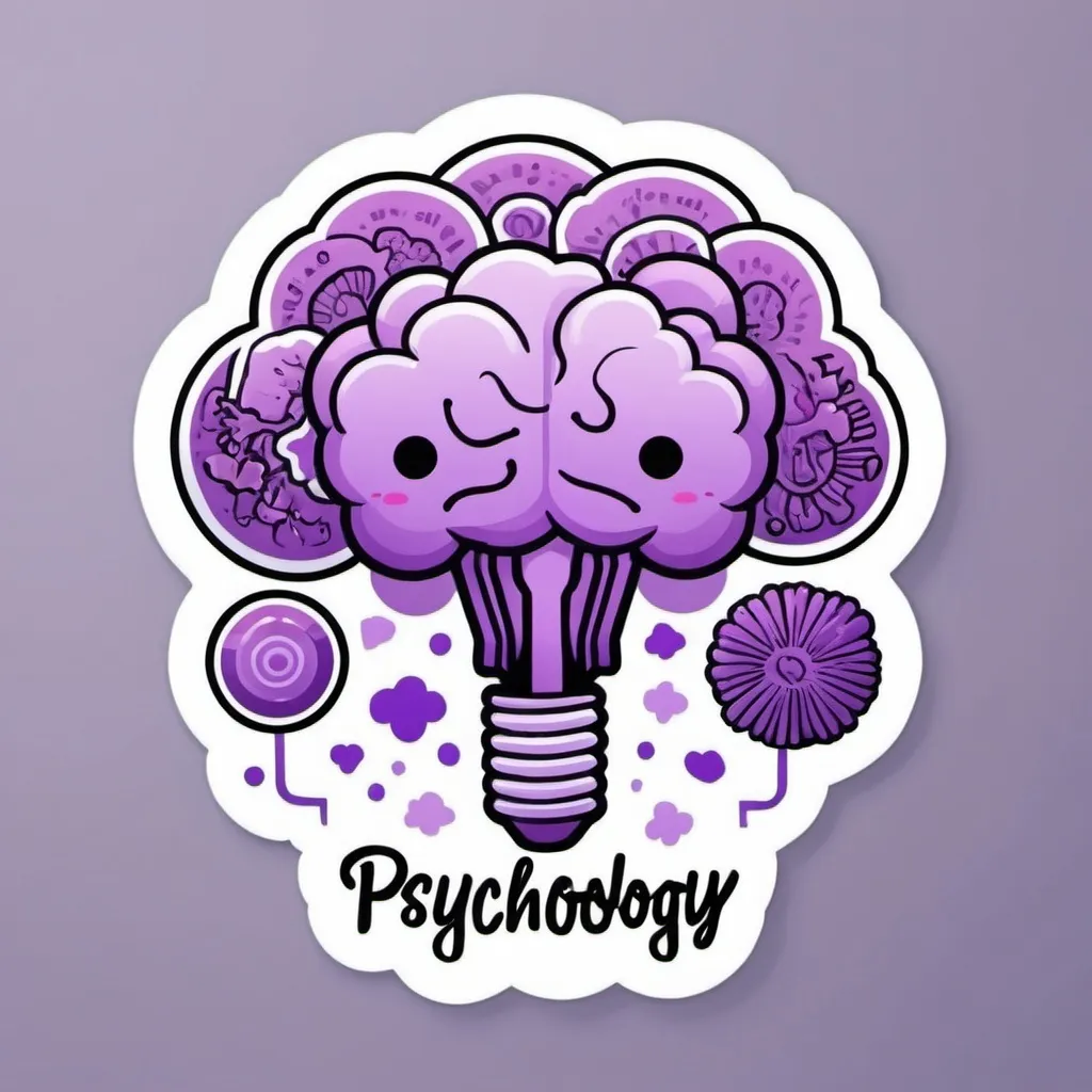 Prompt: Sticker of psychology with purple and cute nuances