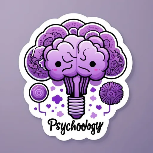 Prompt: Sticker of psychology with purple and cute nuances