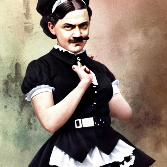 Prompt: Hitler in a a maid costume outfit