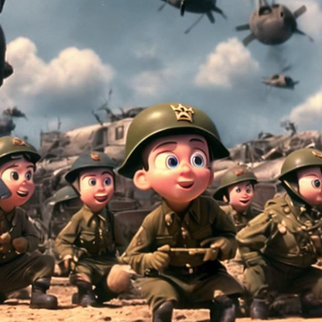 Prompt: World War II Pixar movie