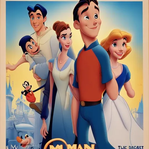 Prompt: Disney Movie poster For man that got pregnant