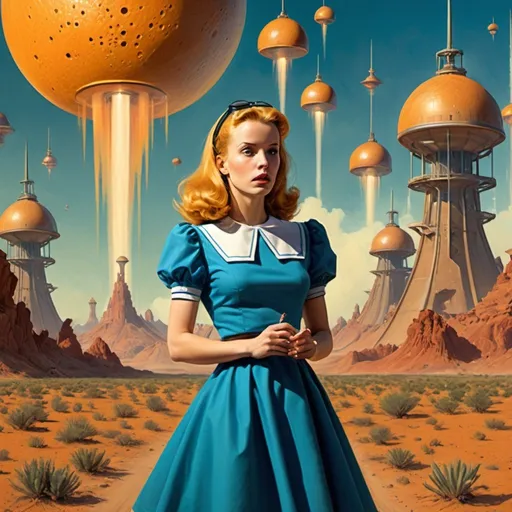 Prompt: alice in wondrland, science-fiction, pulp style