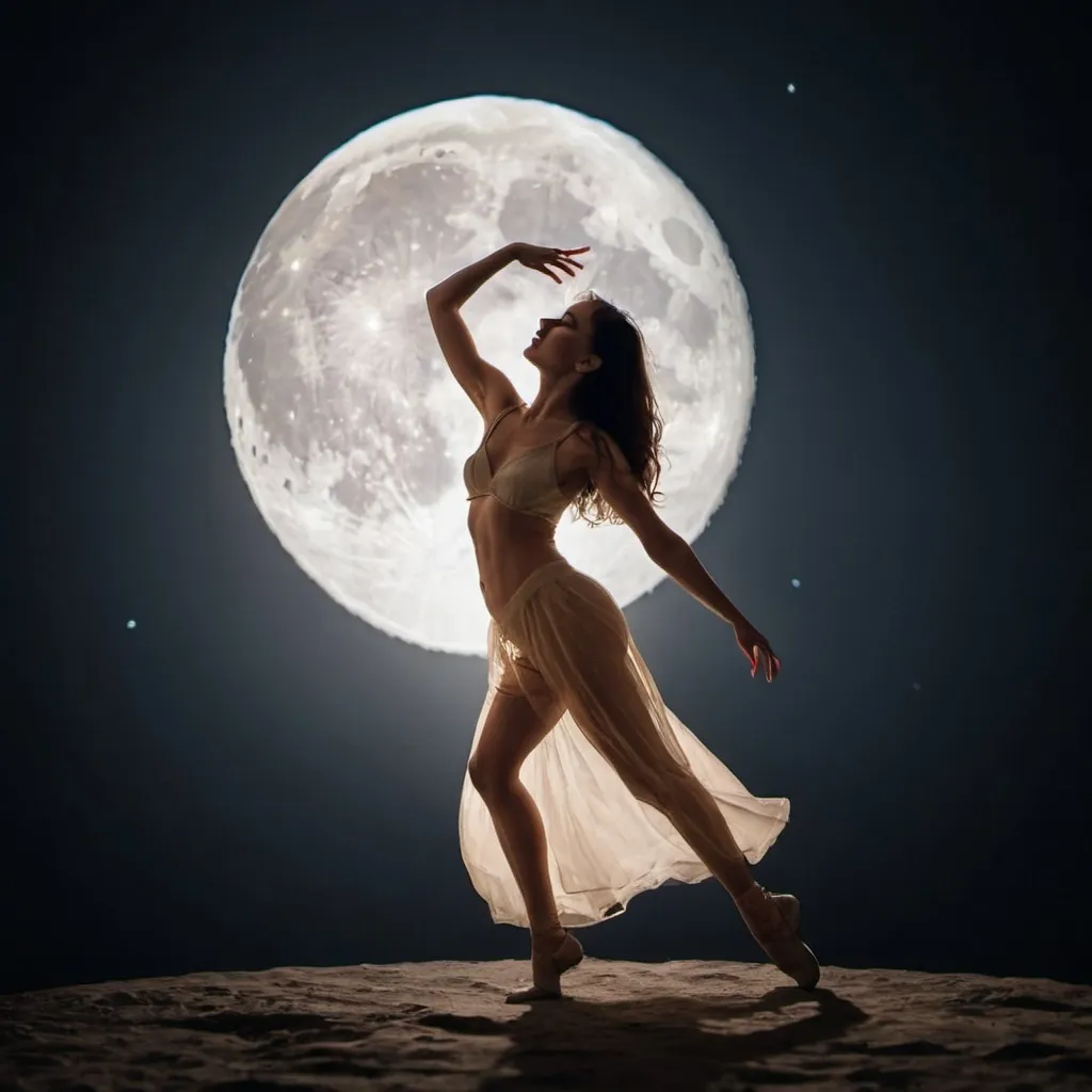 Prompt: WOMAN DANCE IN  THE MOON