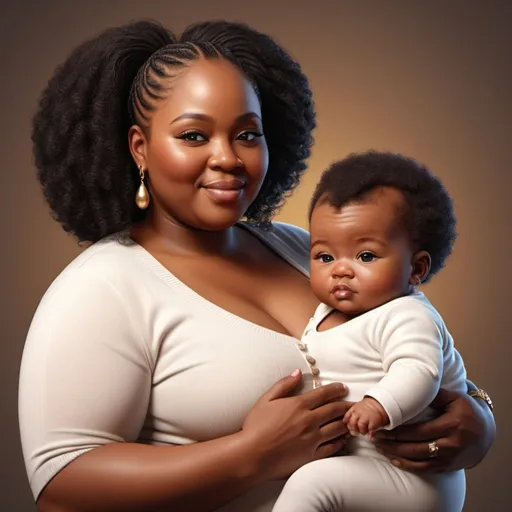 Prompt: Bantu Black chubby daddy and mommy holding baby, feel warmth mother love for a kid,  warm, emotional, family, high quality, detailed, realistic, bright lighting, 21th century