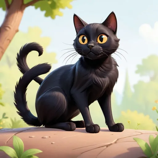 Prompt: A black cat in cartoon form