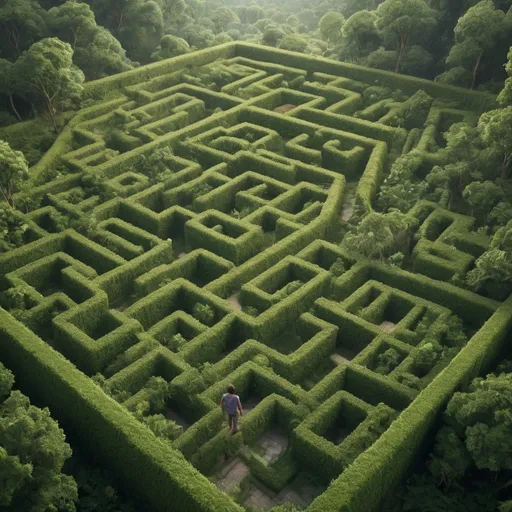 Prompt: 3D Maze Master explorer character overlooking varoius mazes