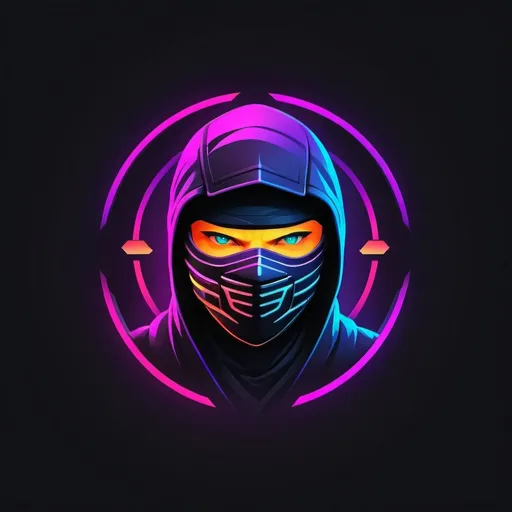 Prompt: ninja logo with neon elements for my gaming channel