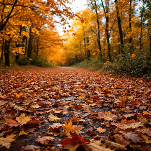Prompt: musim luruh di canada. daun luruh