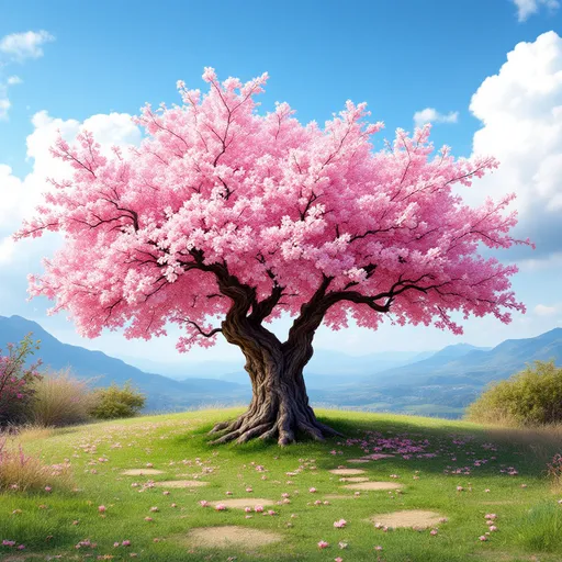 Prompt: cherry blossoms tree in the centre