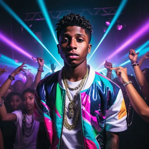 Prompt: Youngboy never broke again at a rave