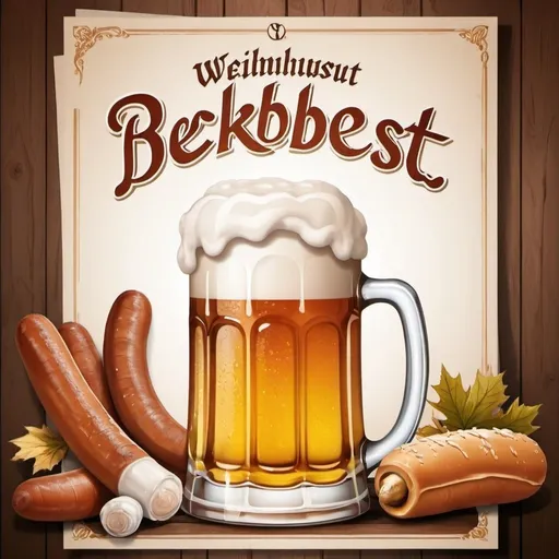 Prompt: create a poster for an octoberfest with weißwurst an beer