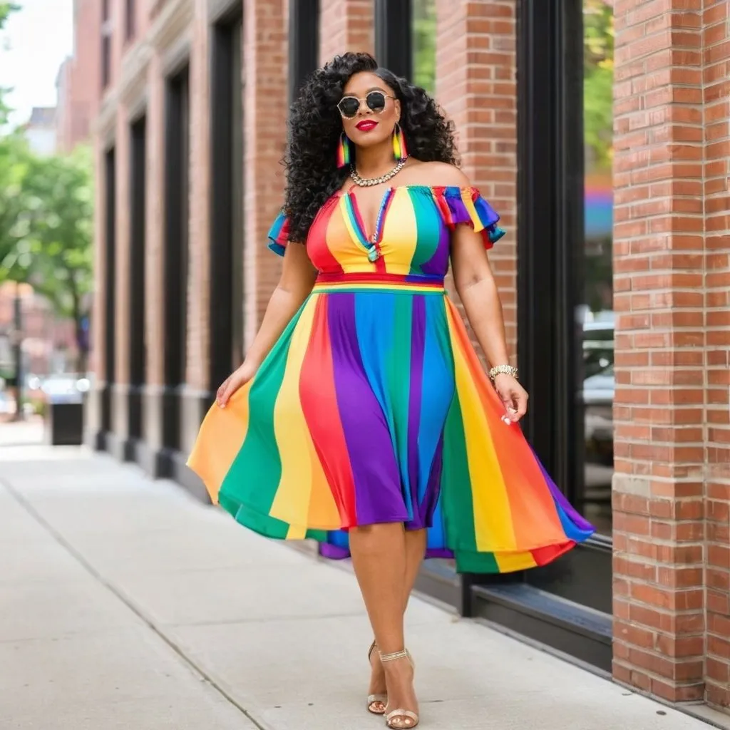 Prompt: Atlanta Pride Month edition fashionista dress, outfit 