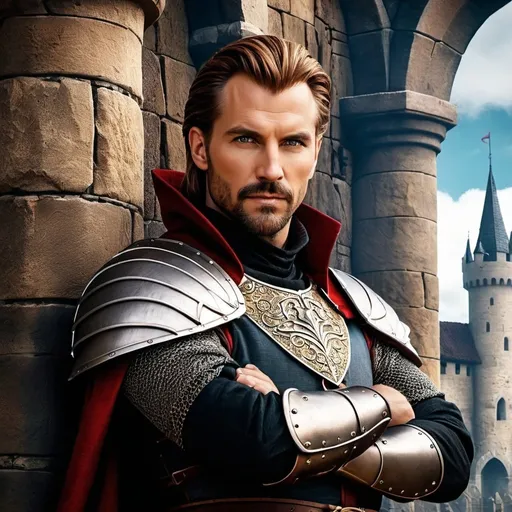 Prompt: A fantasy movie poster, medieval background, man, Baldur's Gate 3 style