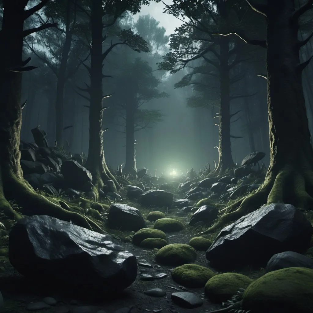 Prompt: Forêt ténèbres éclaire Art cinématographique et Roche vfx