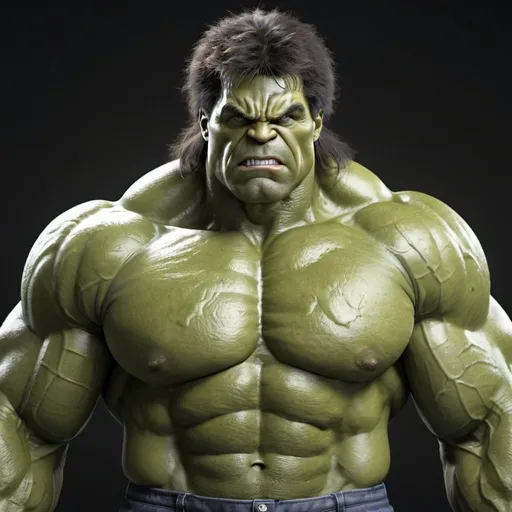 Prompt: I’ve created an image of Hulk with Ronnie Coleman’s body type, featuring slightly exaggerated features, standing menacingly with long, unkempt hair. Enjoy your powerful creation!





