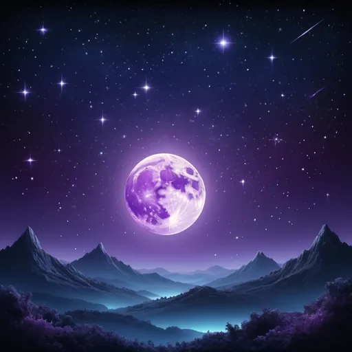 Prompt: starry sky background with many stars and sparkle areas. Add a big moon and make it dark and purple