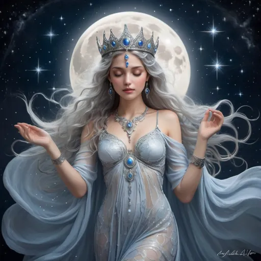 Prompt: moon goddess love
