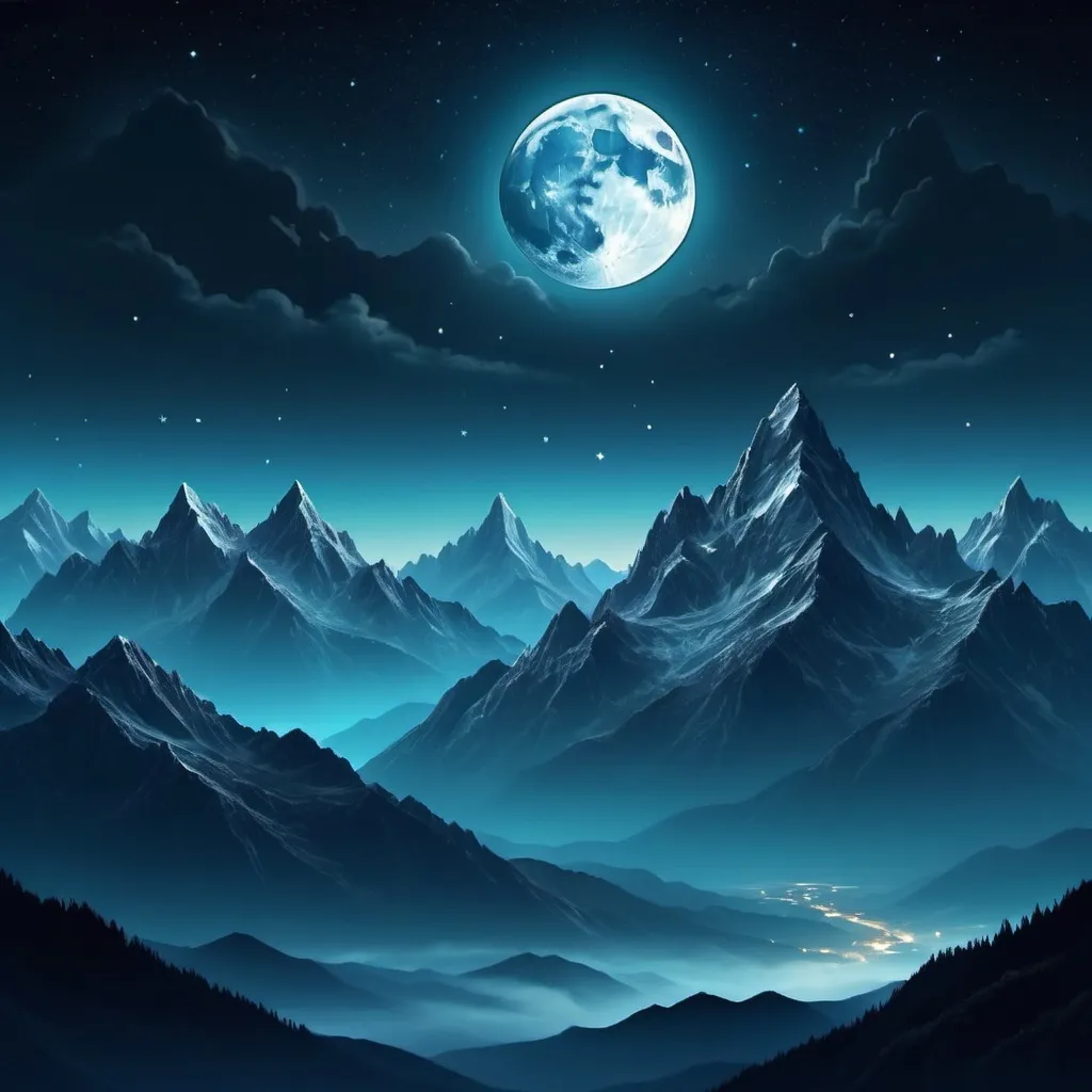 Prompt: moon over mountains
