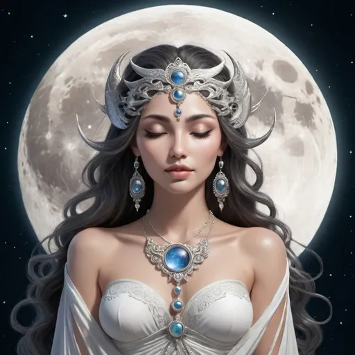 Prompt: moon goddess love
