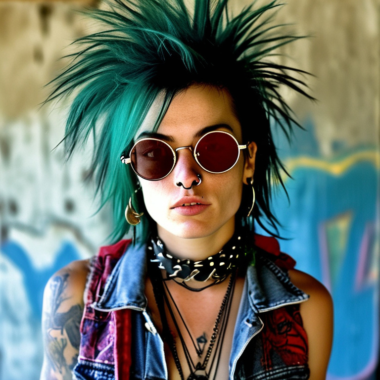 Prompt: Real Life Wild Punk Style Woman After A Man