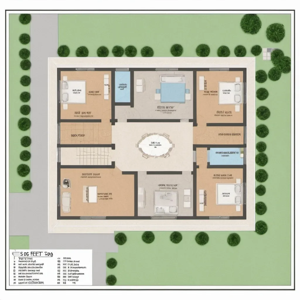 Prompt: 50feet by 60 feet house map 
