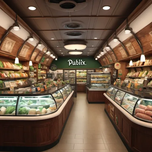 Prompt: Publix™️ Deli inside of Submarine with Publix Logo 