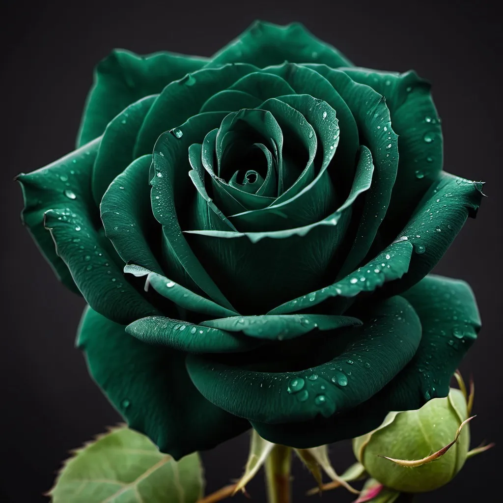 Prompt: A dark green rose