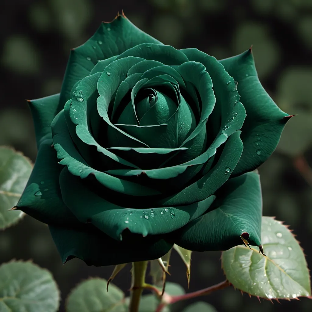 Prompt: A dark green rose