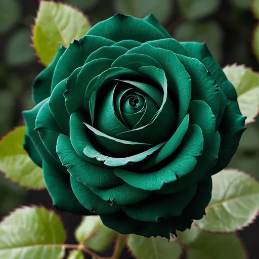 Prompt: A dark green rose