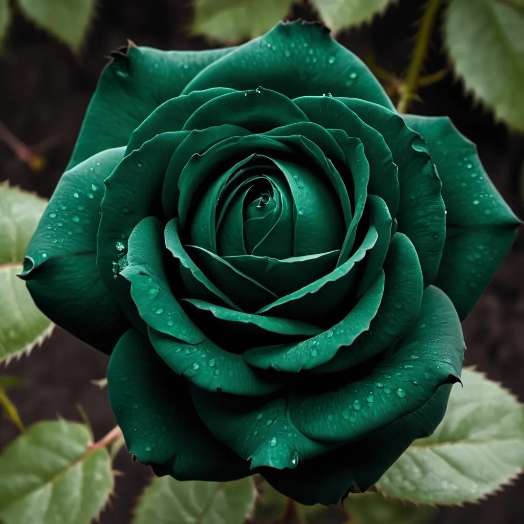 Prompt: A dark green rose