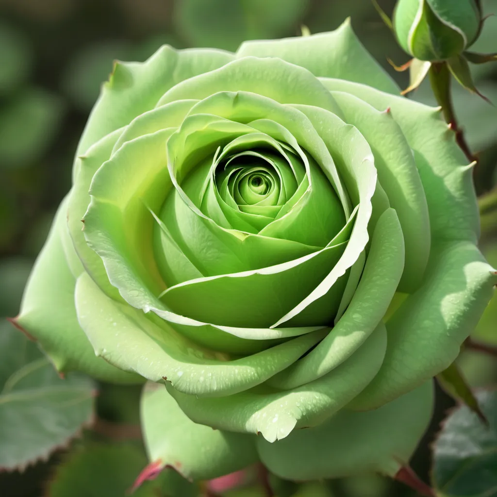 Prompt: A green rose