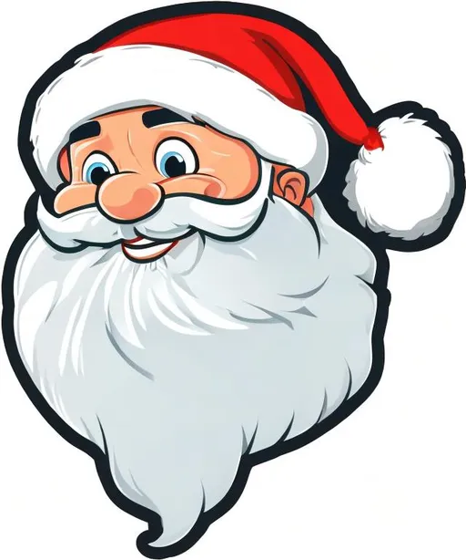 Prompt: Santa Claus, animated, vector illustration, blue eyes, logo, red robe, 2d flat, centered, die-cut sticker