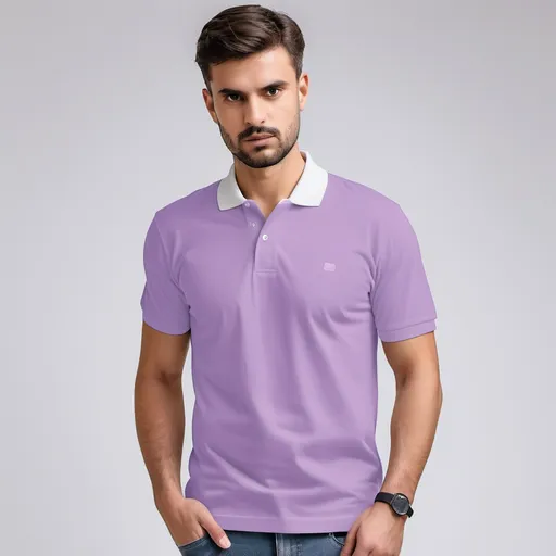 Prompt: creata a image good model wearing regular polo pique tshirt in pantone shade no 19-3911TPG with white background 
