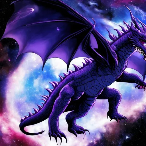 Prompt: void dragon in space anime