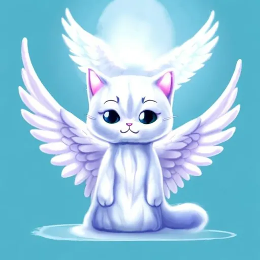 Prompt: cute cat ghost with angel wings
