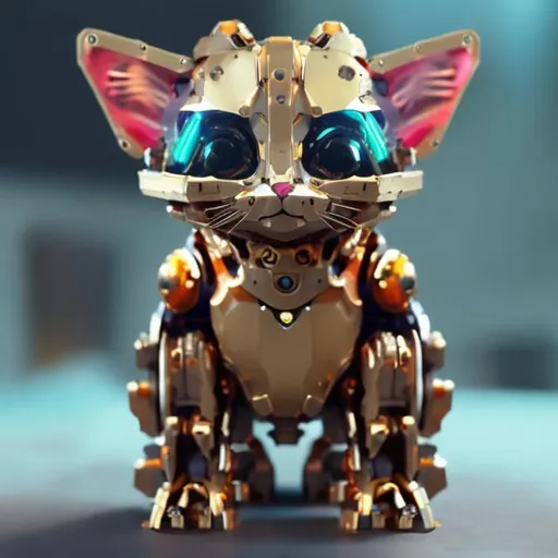 Prompt: gold kitten mech 