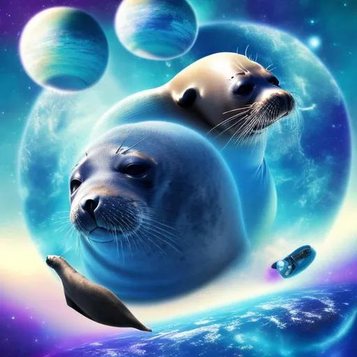 Prompt: seal planet in space