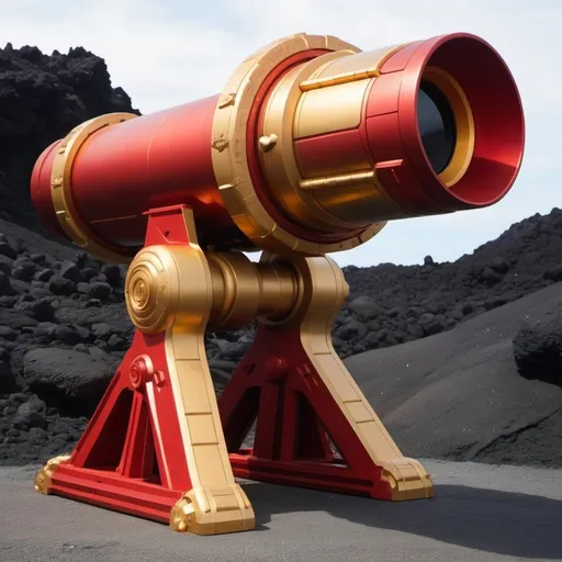 Prompt:  red and gold metallic giant lava cannon