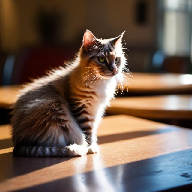 Prompt: e.g cat siting on a table
