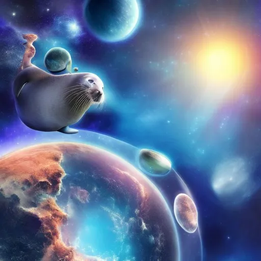 Prompt: seal planet in space