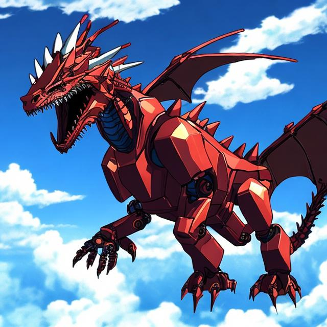 Prompt: robot dragon in sky anime