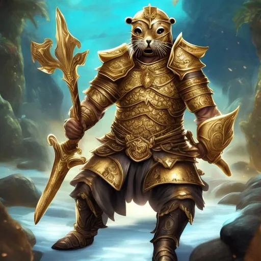 Prompt: gold cute seal warrior 