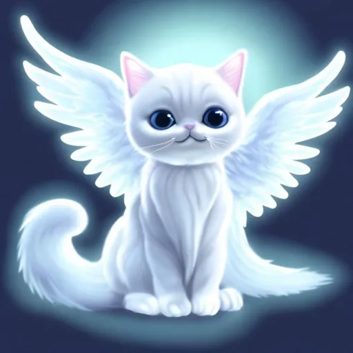 Prompt: cute cat ghost with angel wings
