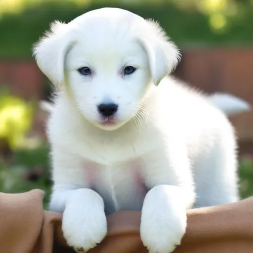 Prompt: adorable white puppy